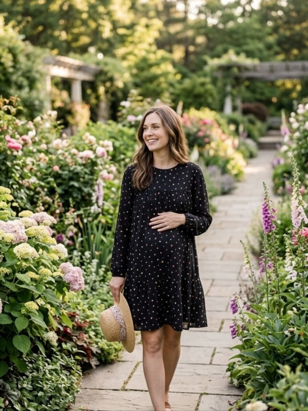 NWOT Hatch Black Floral Casual Long-Sleeve Dress S